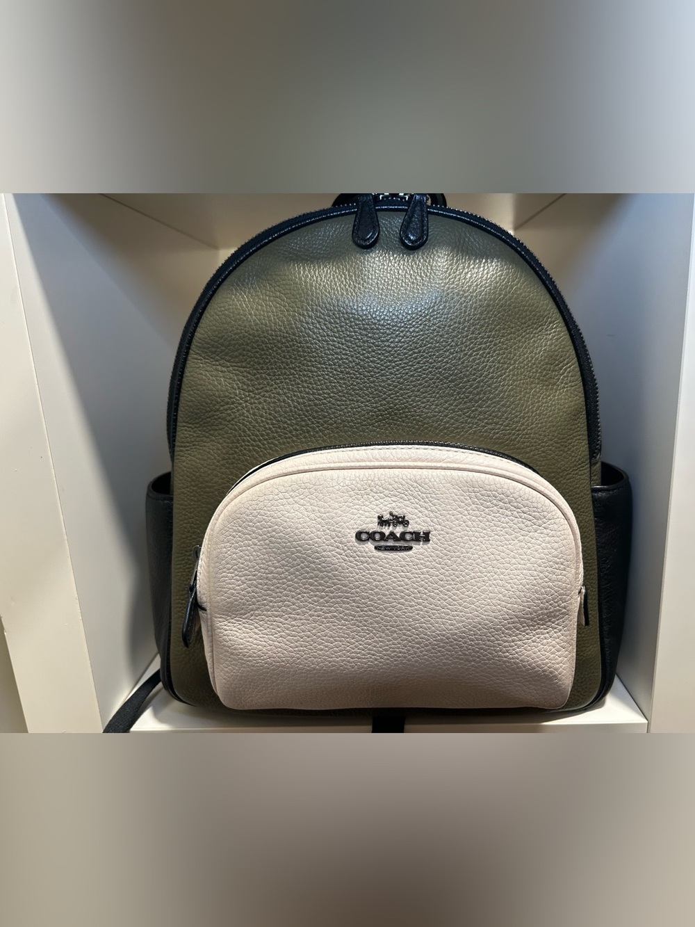Coach Court Color Block Pebbled Leather Backpack